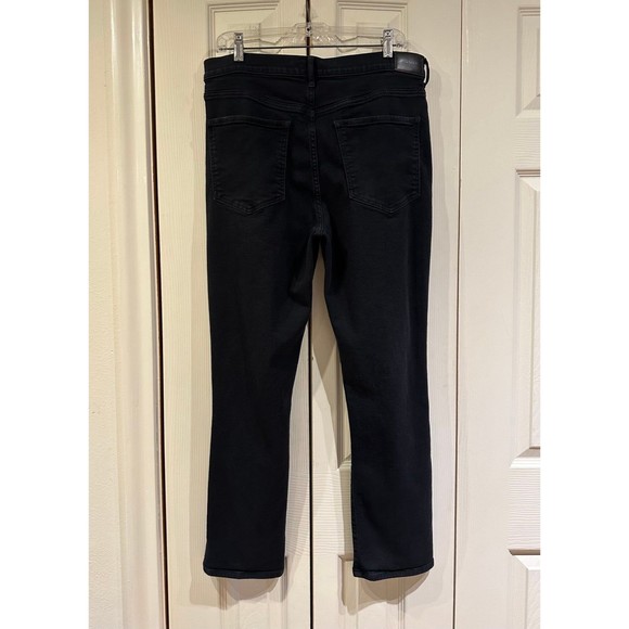 EXPRESS Black Super High Rise Slim Straight Ripped Knee Distressed Jeans 14 - Picture 3 of 12